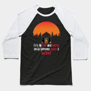 '"It's All Fun and Games' Cool Camping Campfire Baseball T-Shirt